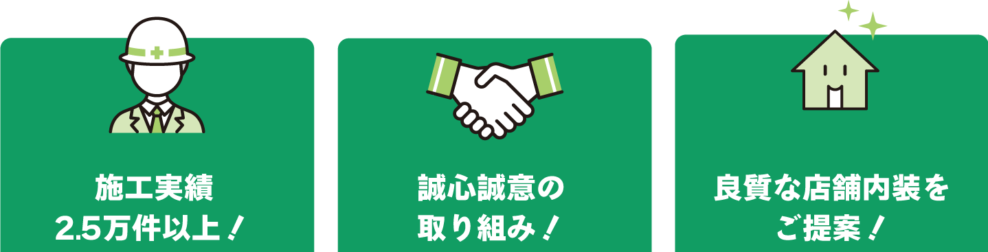 施工事例25万件以上!誠心誠意の取り組み!良質な店舗内装をご提案!
